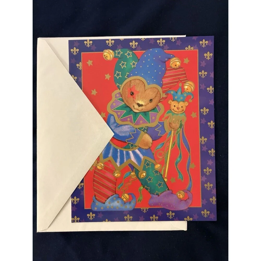 Seasons Greetings Card with White Envelope |  Court Jester design By Plus Mark